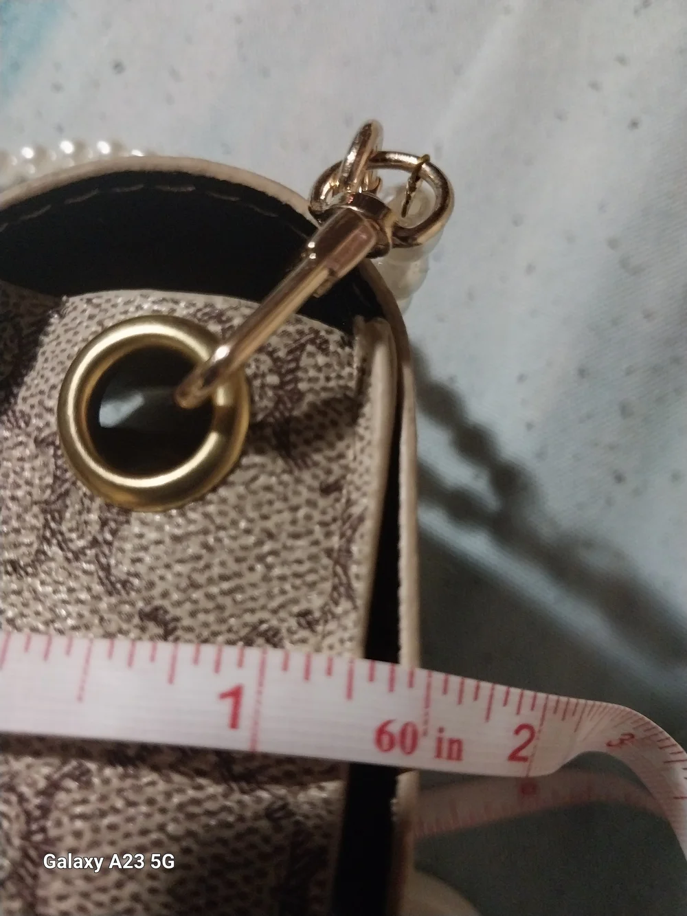 Unbranded Faux Pearl Wristlet Mini Bag/Lipstick Holder/Wallet- Beige Monogram